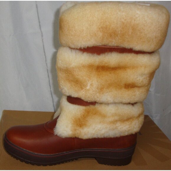 UGG Australia LILYAN Mahogany Waterproof Leather Sheepskin Boots Size US 6 NIB - Picture 5 of 7